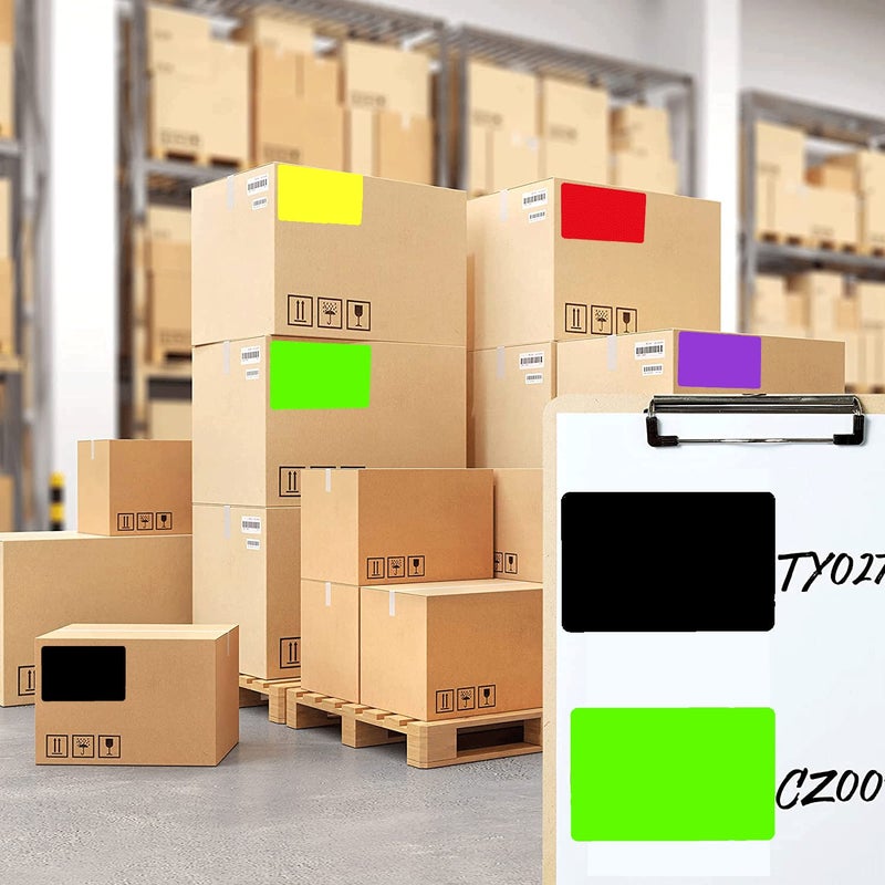 Well Tile 2" x 3" Black Rectangle Color Coding Labels - Square Color-Code Stickers Permanent Adhesive, Write-On Surface - 250 Labels/per Roll - Image 4